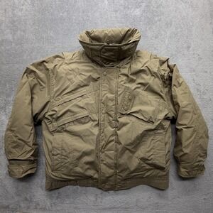 Vintage Town & Country Jacket Mens XL Beige Hooded Puffer Winter Insulated 90s